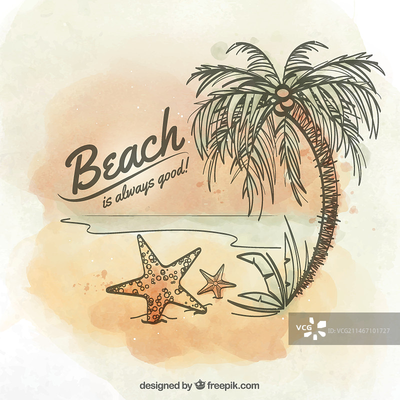 海滩插画图片素材