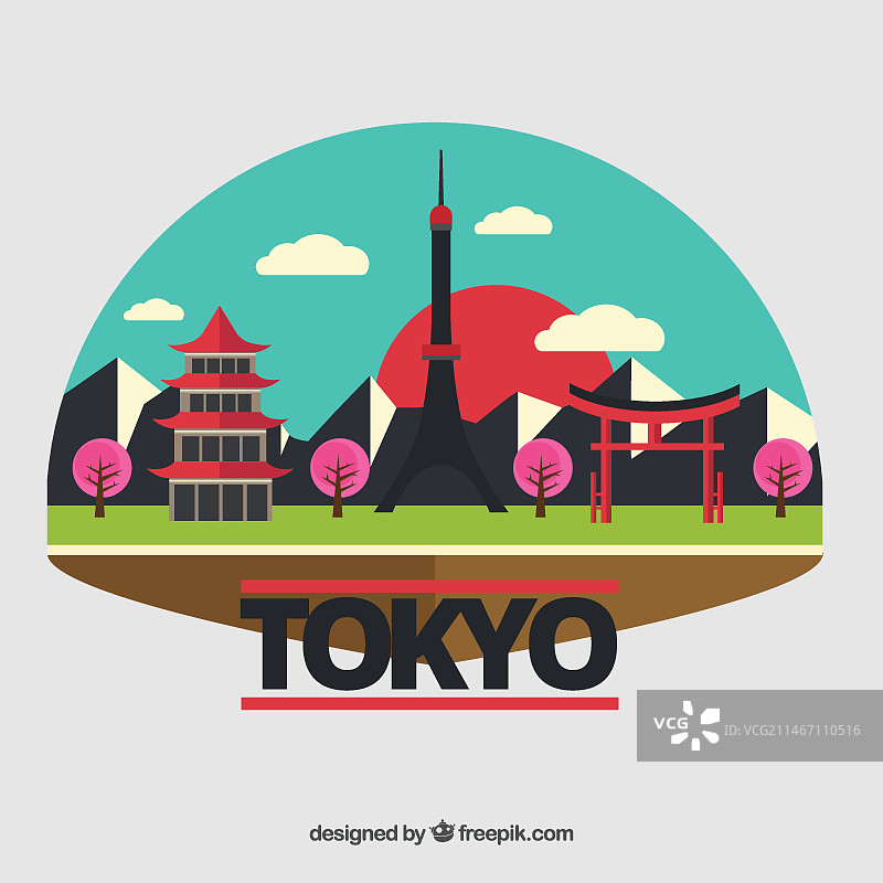 色彩鲜艳的东京景色图片素材