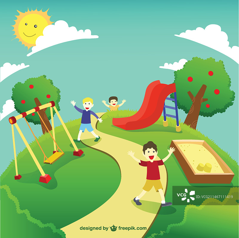 绿色公园插画图片素材