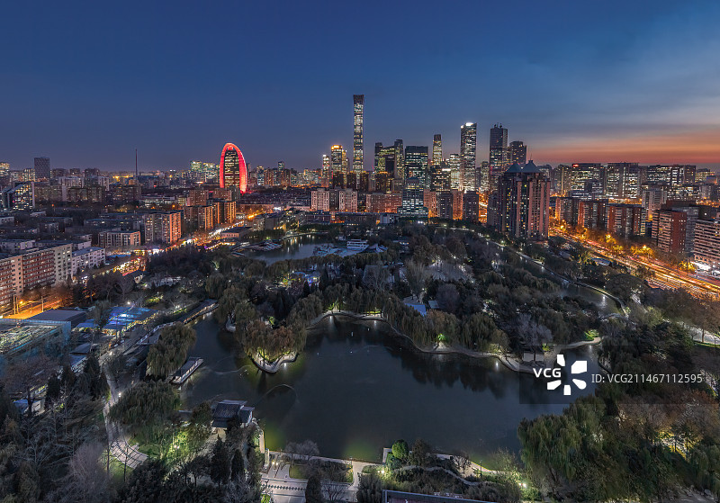 团结湖与国贸CBD夜景图片素材