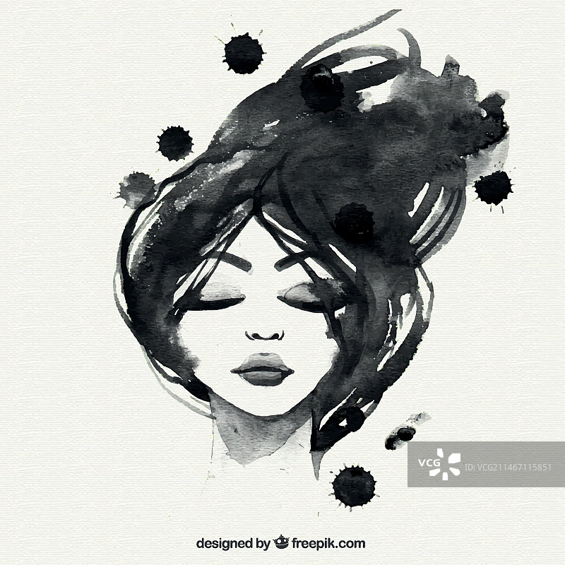 手绘黑人女人图片素材