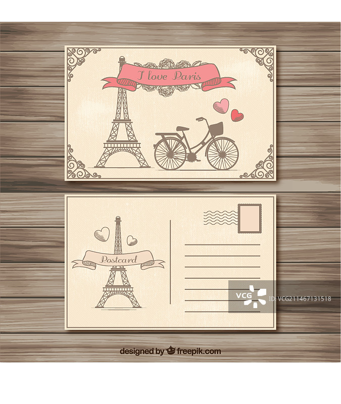 复古巴黎明信片图片素材