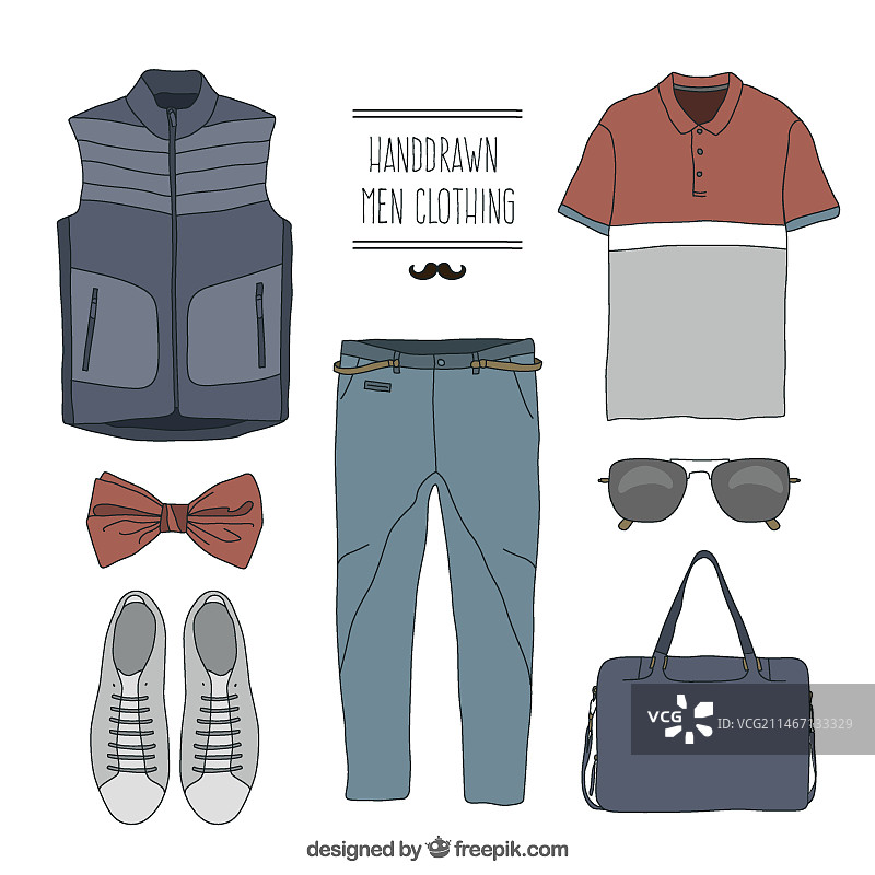 手绘风格的男士服装图片素材