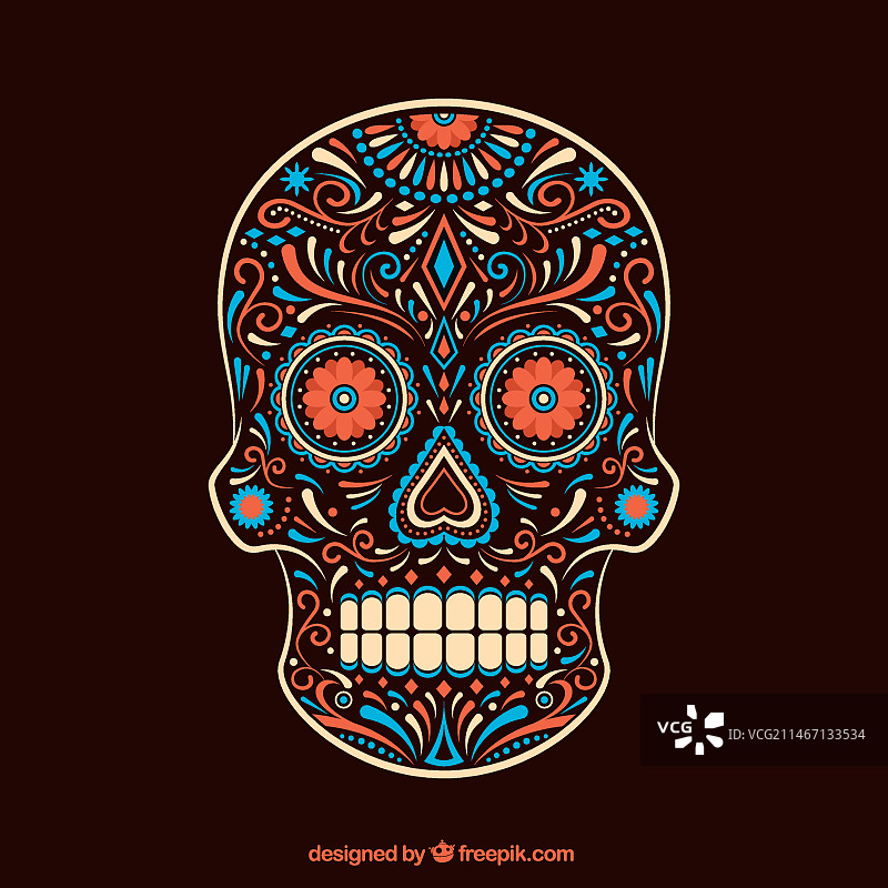 彩色装饰糖骷髅图片素材