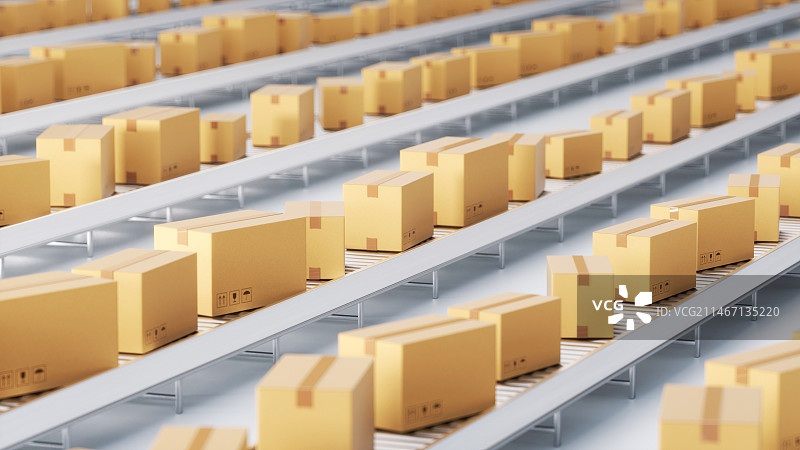 快递运输传输带分拣图片素材