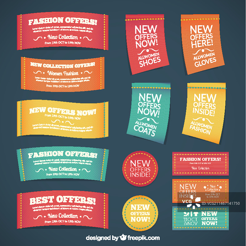 彩色风格的纺织时尚标签图片素材