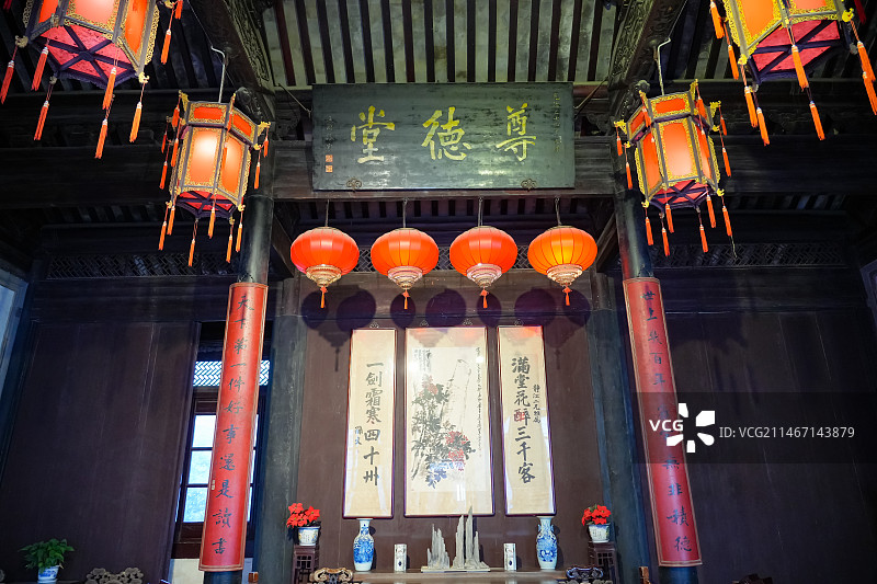 浙江省湖州市南浔古镇景区 张静江故居 尊德堂图片素材