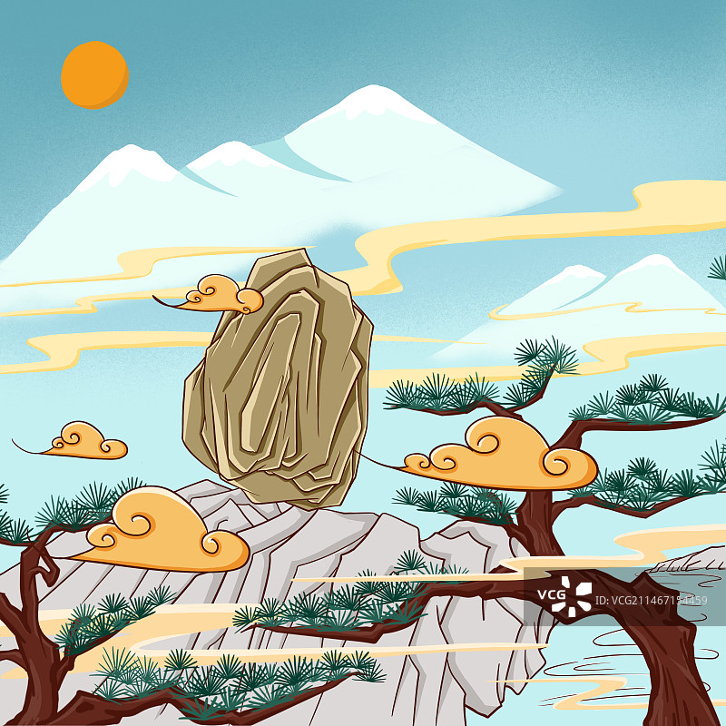 四大名著 西游记 灵山 灵石  风景 插画图片素材