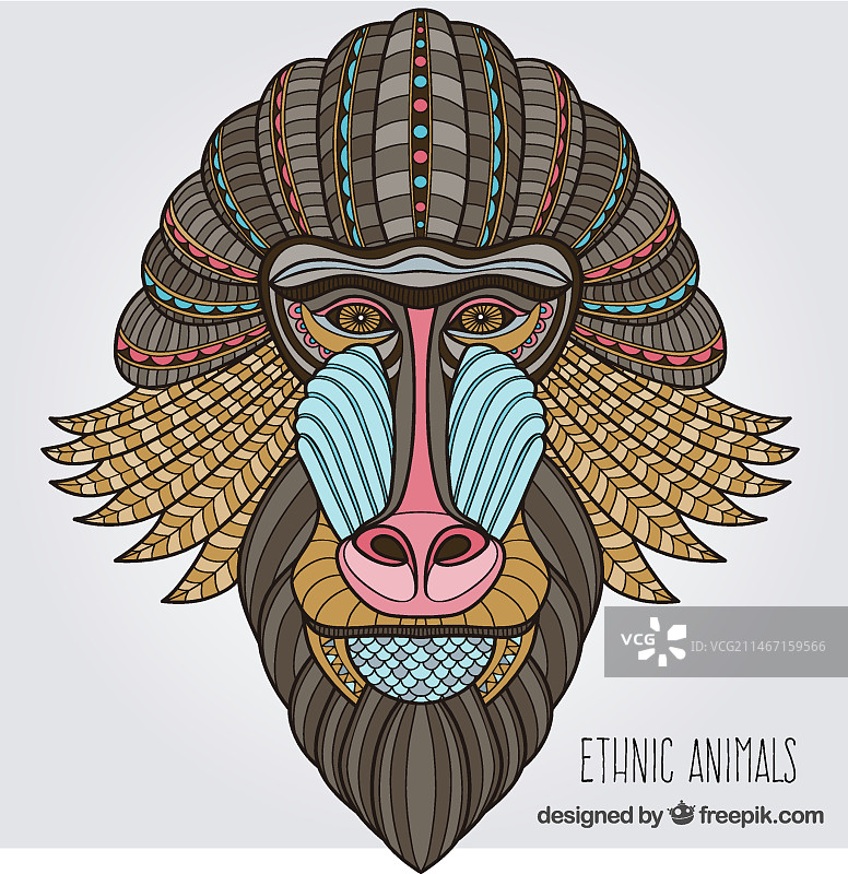 部落风格狒狒肖像图片素材