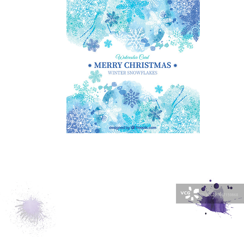 水彩风格蓝色圣诞卡片图片素材