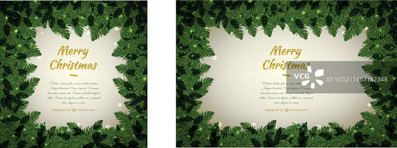 带松树框架的圣诞快乐背景图片素材