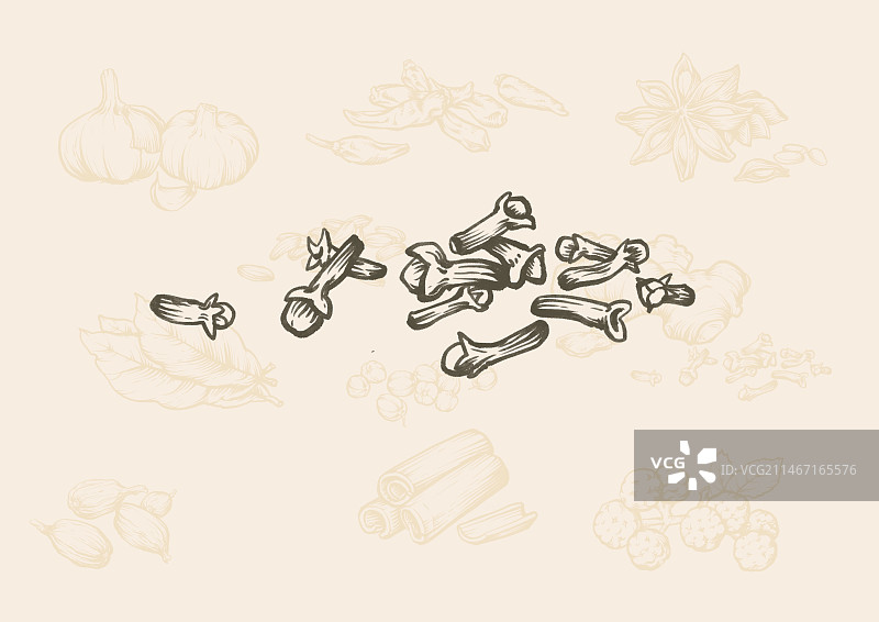 香料版画风格系列插画之丁香图片素材