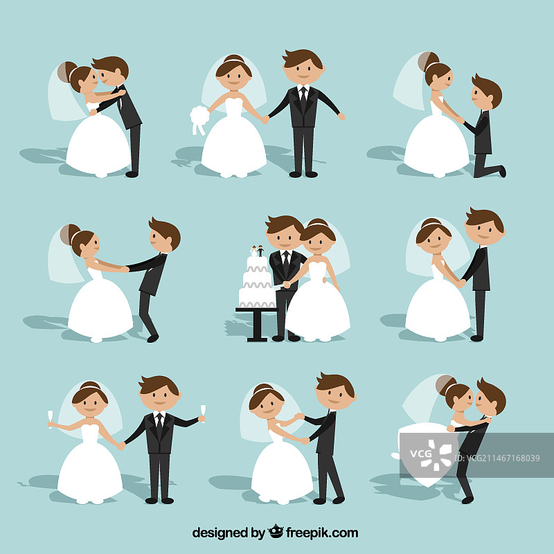 扁平风婚礼情侣合集图片素材