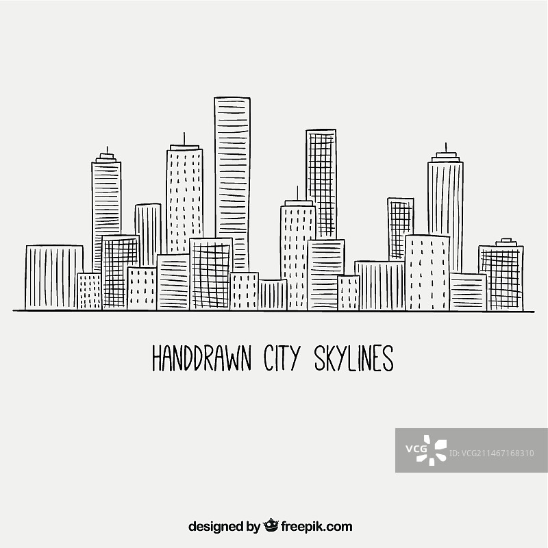 手绘城市天际线图片素材