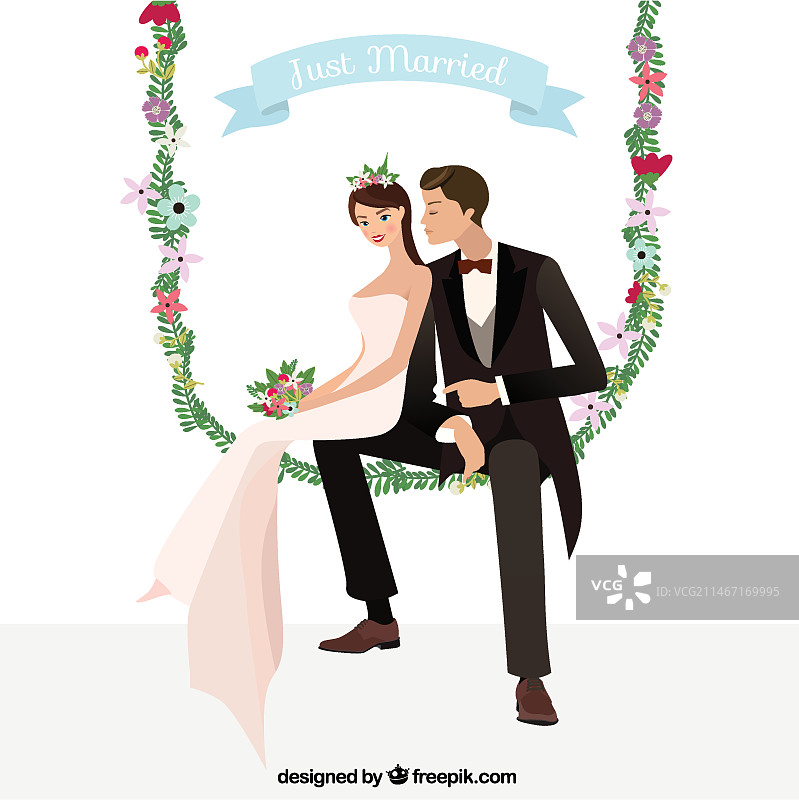 扁平风婚礼请柬图片素材