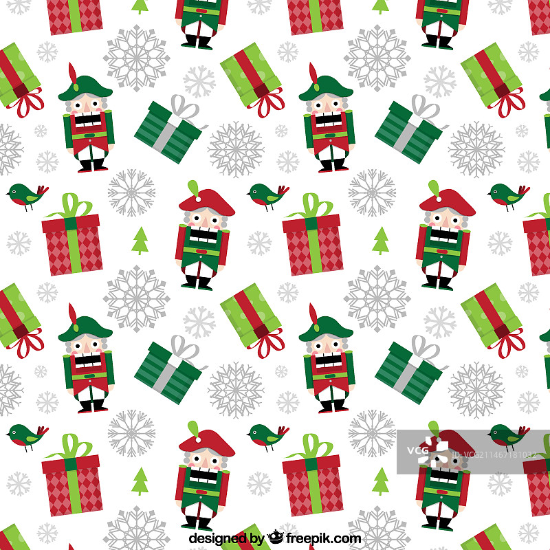 圣诞节礼物和胡桃夹子图案图片素材