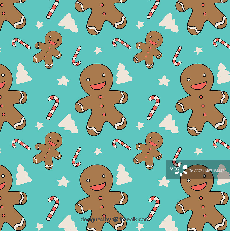 绿松石色姜饼小人图案图片素材