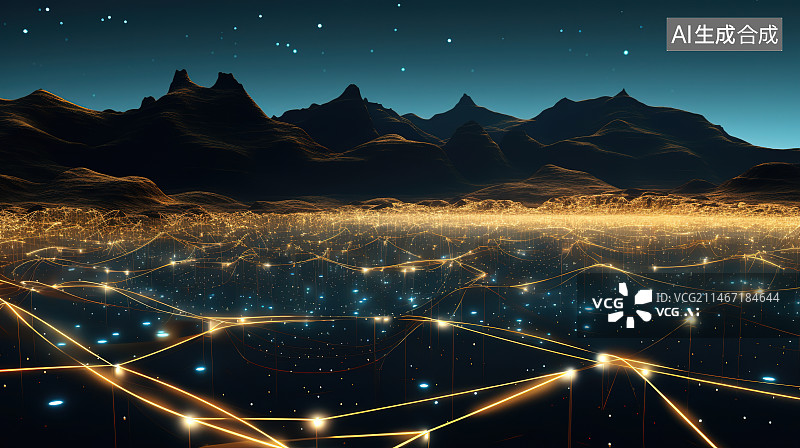 【AI数字艺术】科技互联网概念的全景图片素材