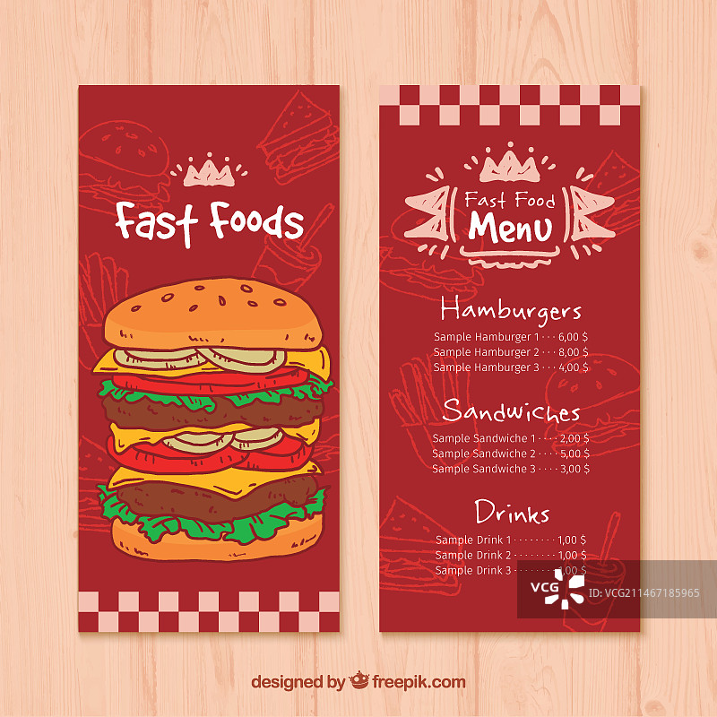 红色快餐菜单图片素材