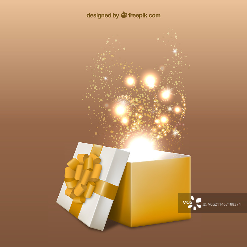 已打开的黄色礼品盒图片素材