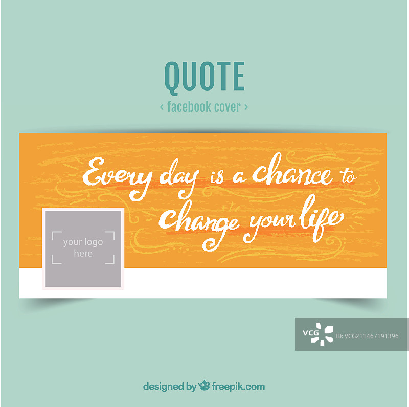 带有手写引言的黄色Facebook封面图片素材