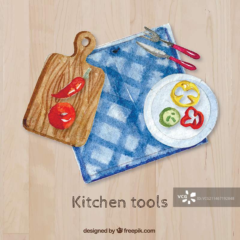 手绘厨房用具图片素材