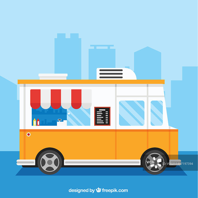 黄色餐车图片素材