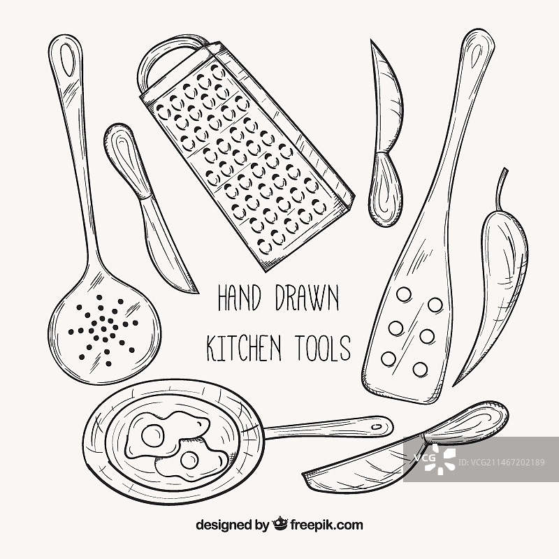 手绘厨房工具图片素材