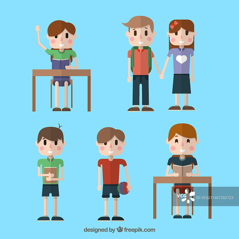 扁平风格学生人物合集图片素材