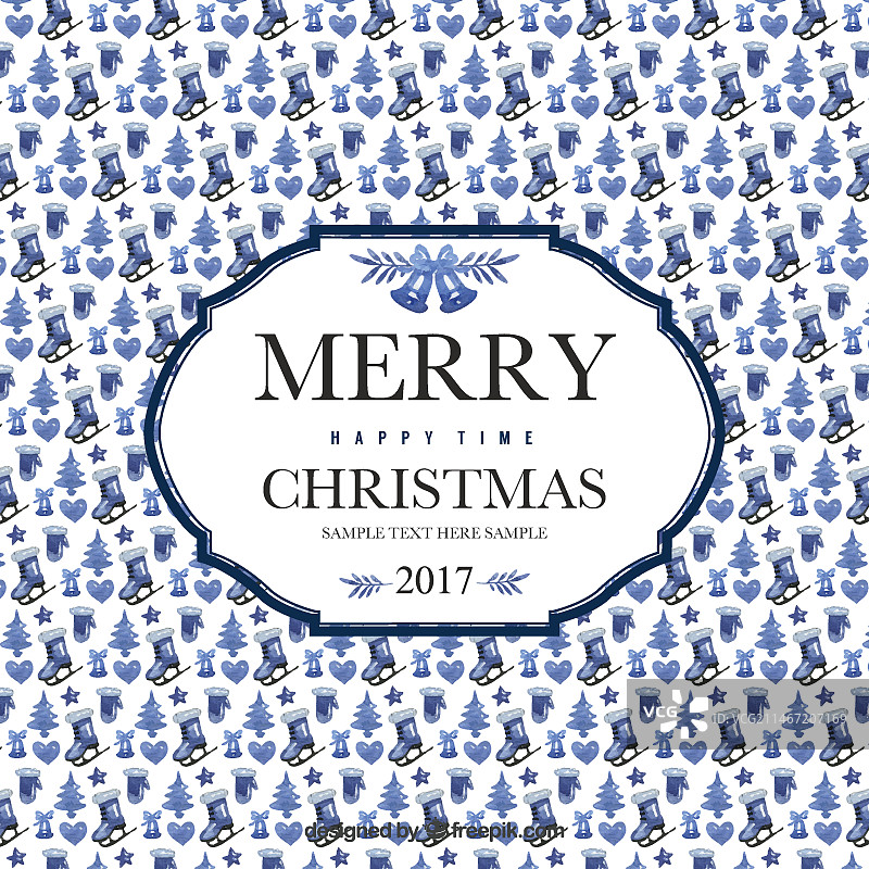 水彩溜冰鞋圣诞节模板图片素材