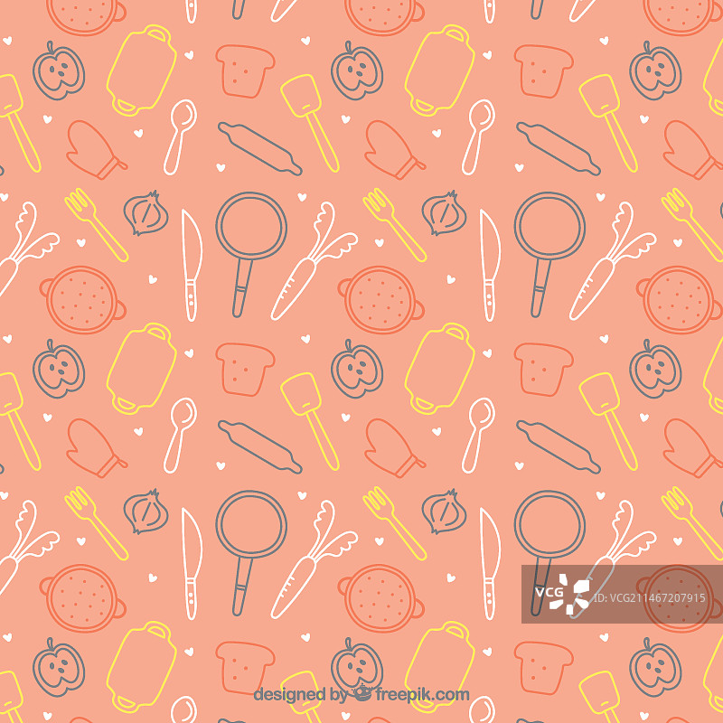 手绘厨房工具图案图片素材