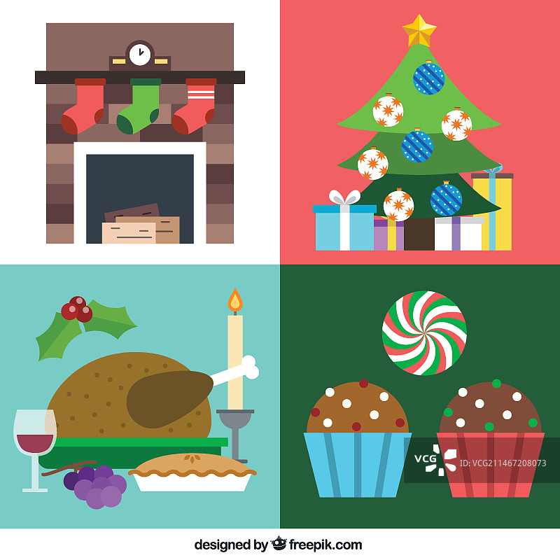 圣诞节素描合集图片素材