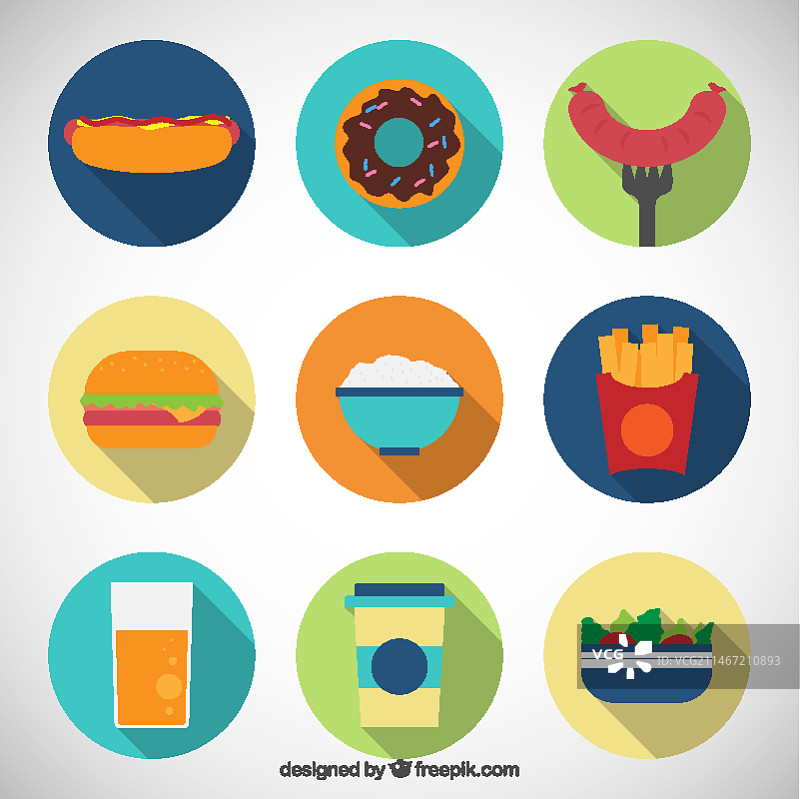 扁平食品图标合集图片素材