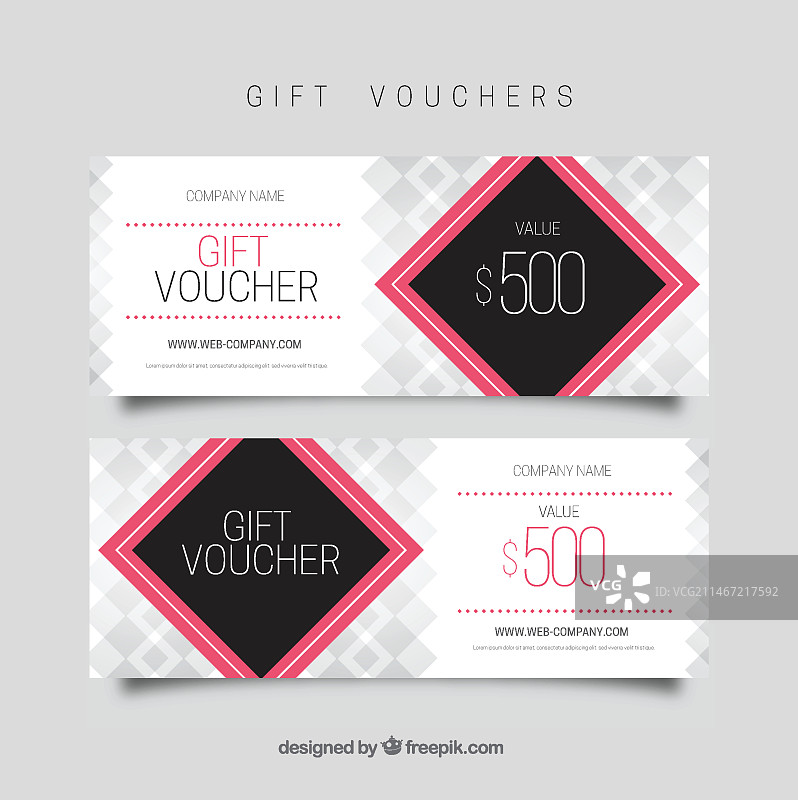 粉色方形礼券模板图片素材