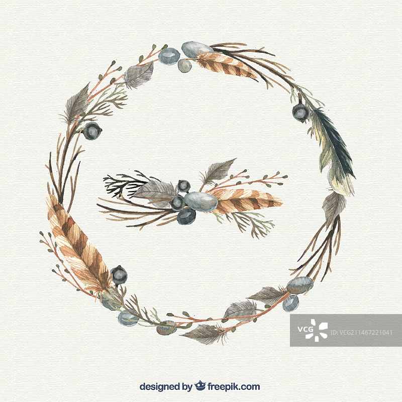 水彩自然花环图片素材