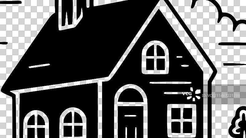 农舍黑白隔离图标图片素材