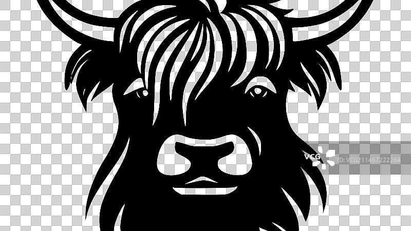 黑白高地牛隔离图标图片素材