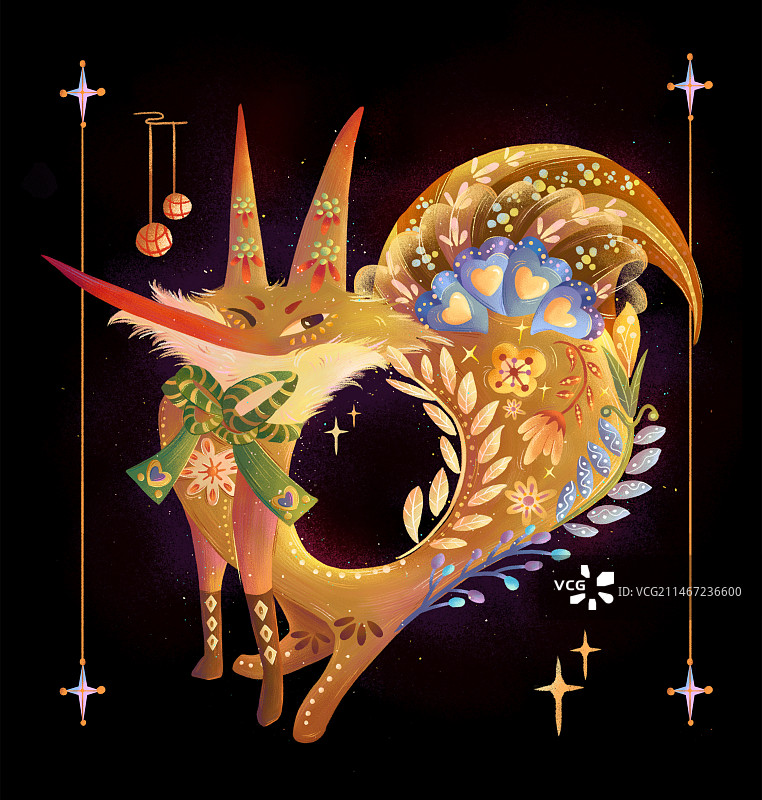 插画 狐狸 装饰画 包装 花朵 植物图片素材