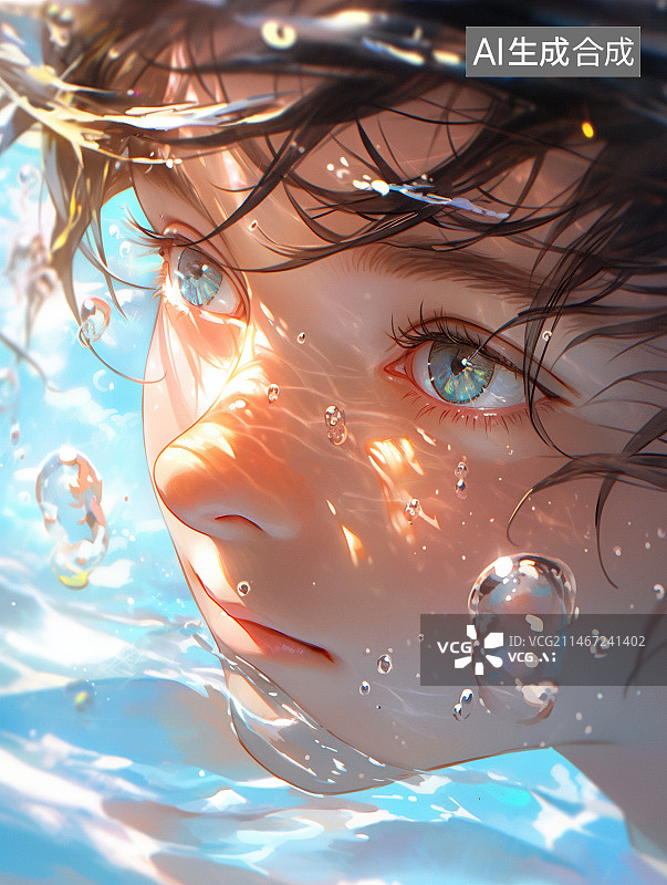 【AI数字艺术】在水下游泳的人图片素材