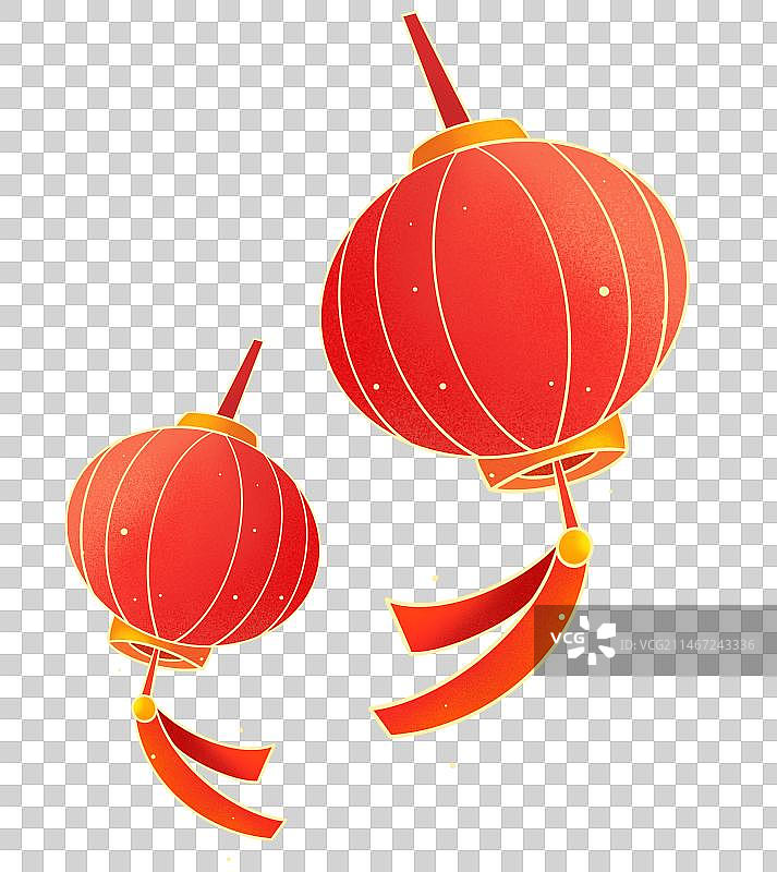 春节红色可爱新年灯笼插画图片素材