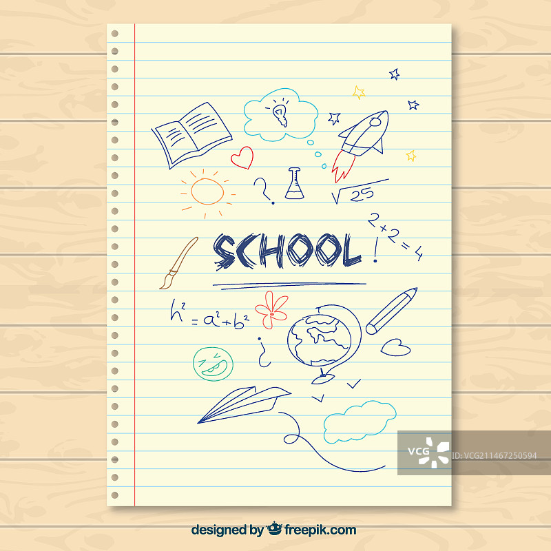 手绘学校纸质笔记图片素材