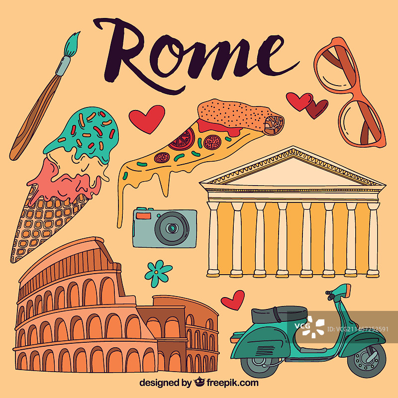 罗马元素插画图片素材