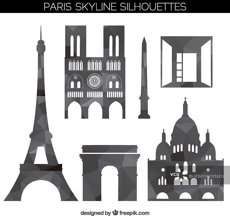 巴黎几何剪影图片素材