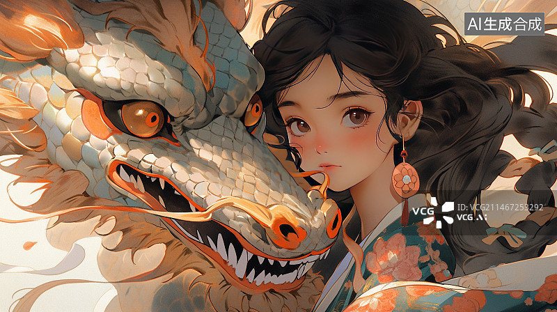 【AI数字艺术】龙玉少女图片素材