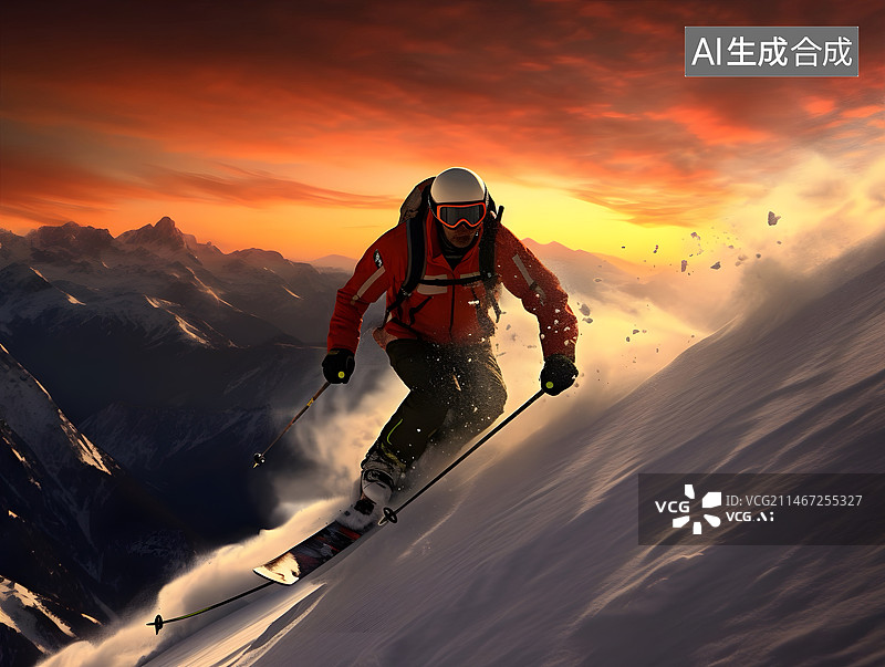【AI数字艺术】高山滑雪运动图片素材