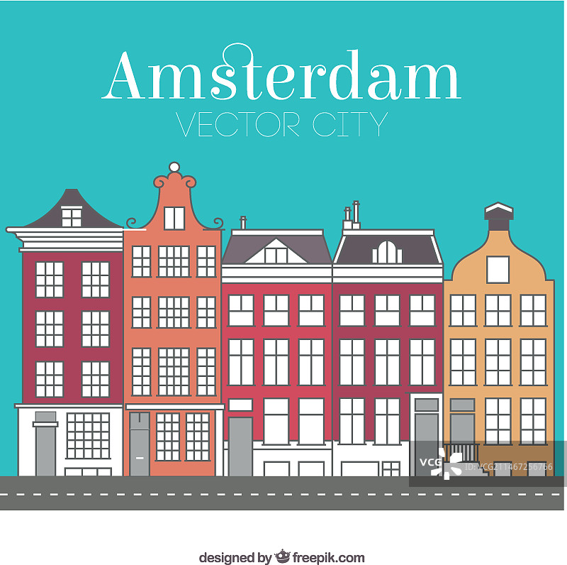 彩色阿姆斯特丹城市建筑图片素材