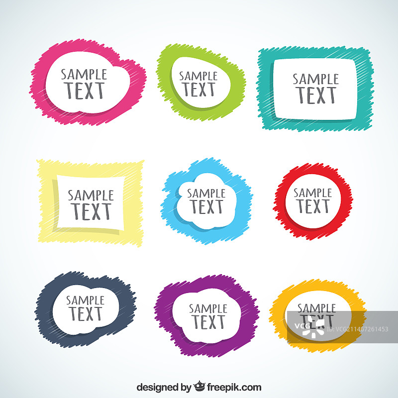 手绘彩色文本框图片素材