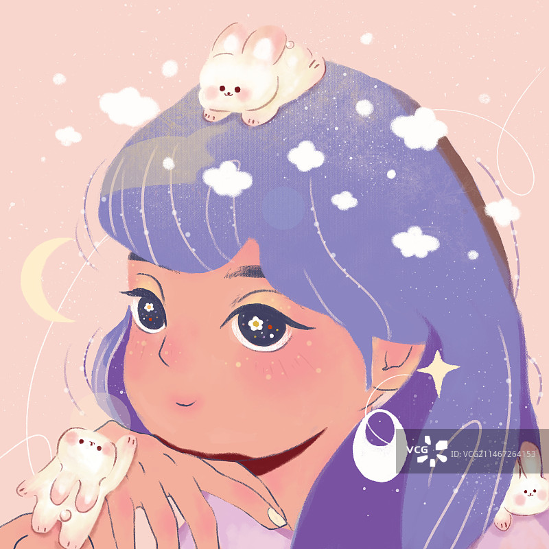 女孩插画头像图片素材