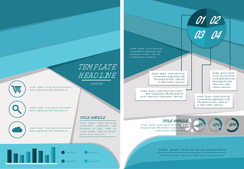 几何蓝色宣传单模板图片素材