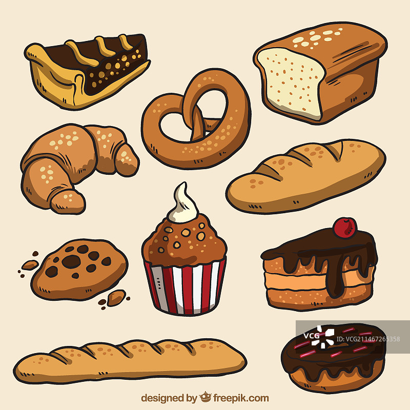 手绘烘焙产品包图片素材
